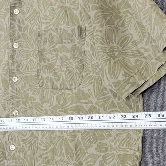 Old Navy Shirt Mens Large Green Linen Blend Short Sleeve Hawaiian Button-Up - Picture 6 of 12